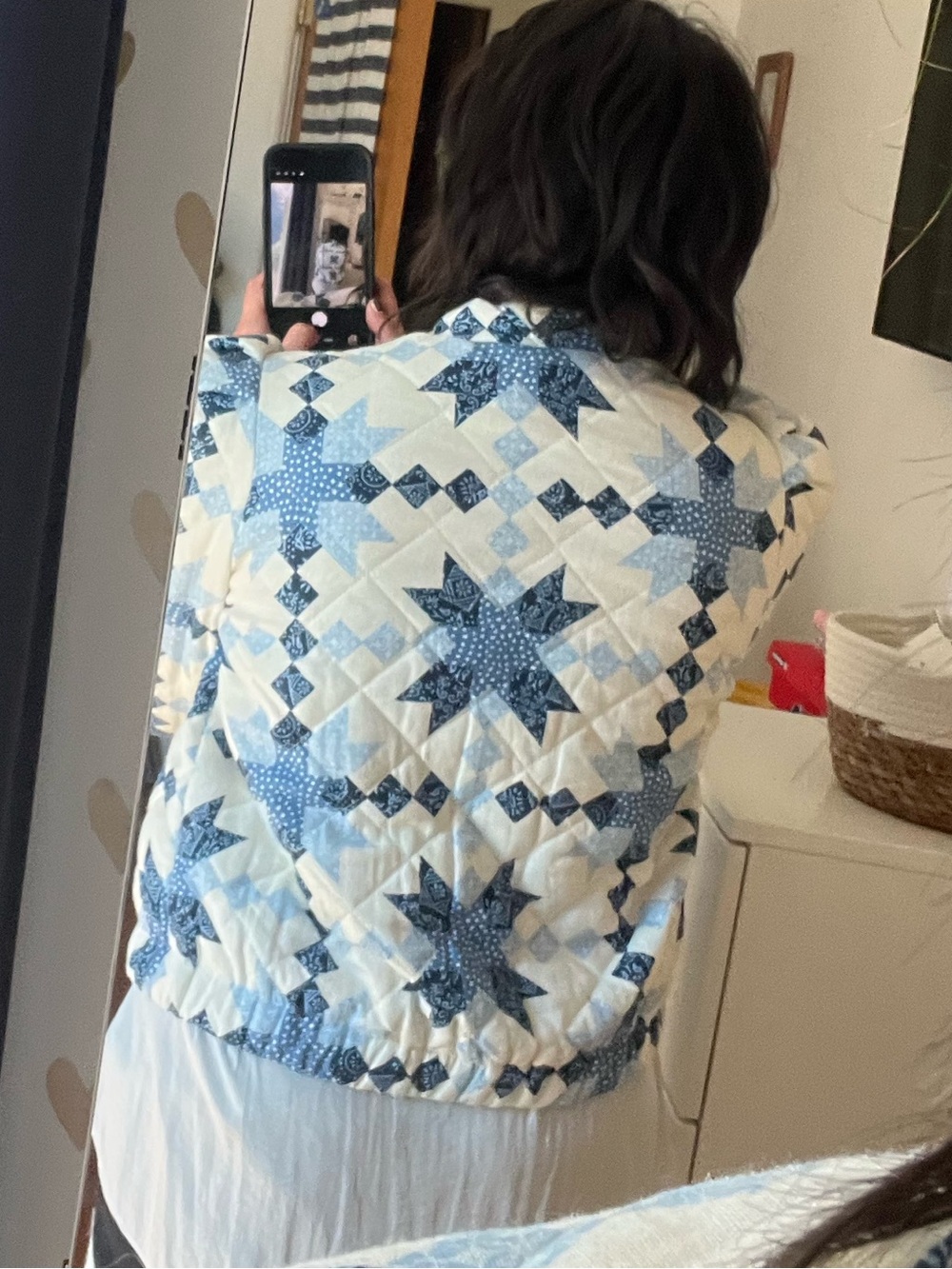 House of Harlow Blue and White Quilted Jacket NEW Small - Picture 5 of 11